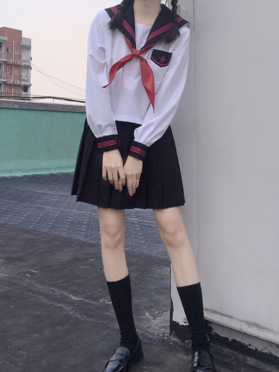 セーラー服 星型ワッペン付きマリン風セーラートップス