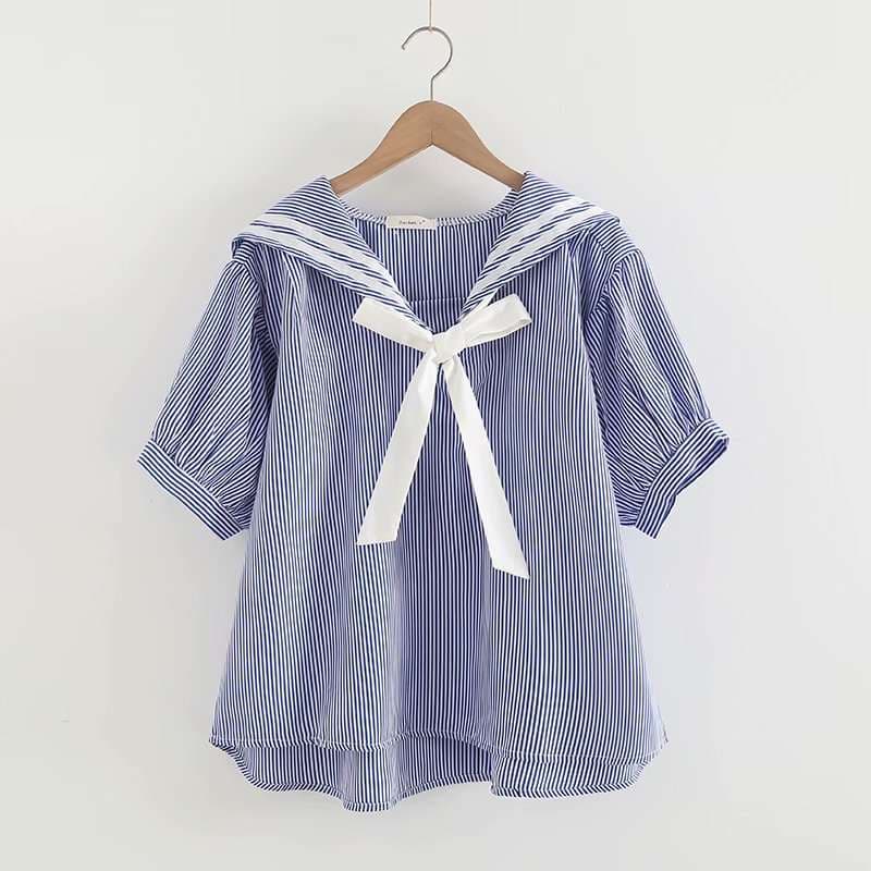セーラー服 ネイビーセーラーカラー半袖ブラウス
