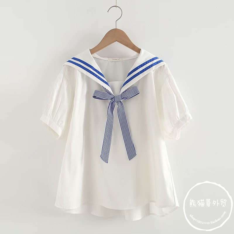 セーラー服 ネイビーセーラーカラー半袖ブラウス