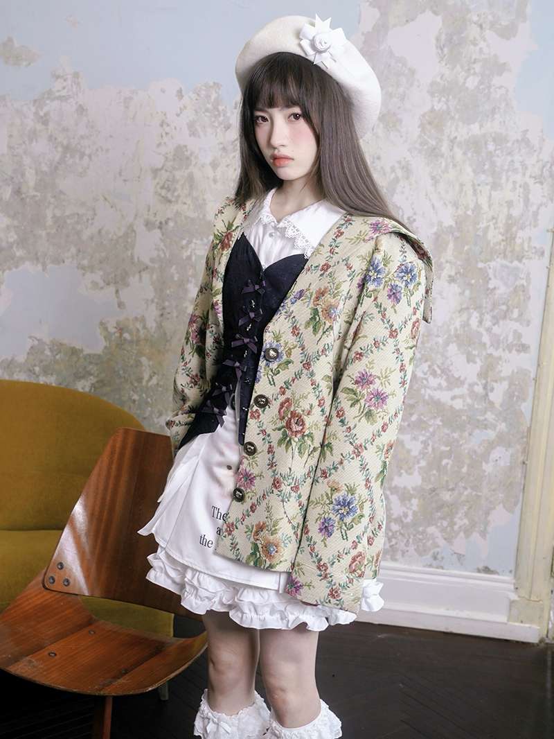セーラー服 天使のプリントフローラルセーラージャケット