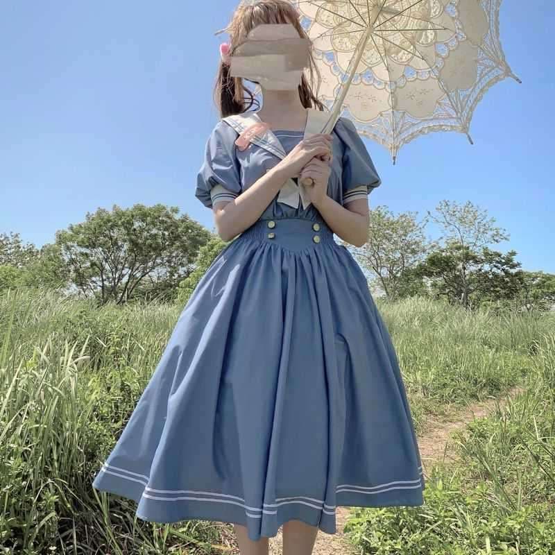 セーラー服 レトロ調セーラーカラーワンピース