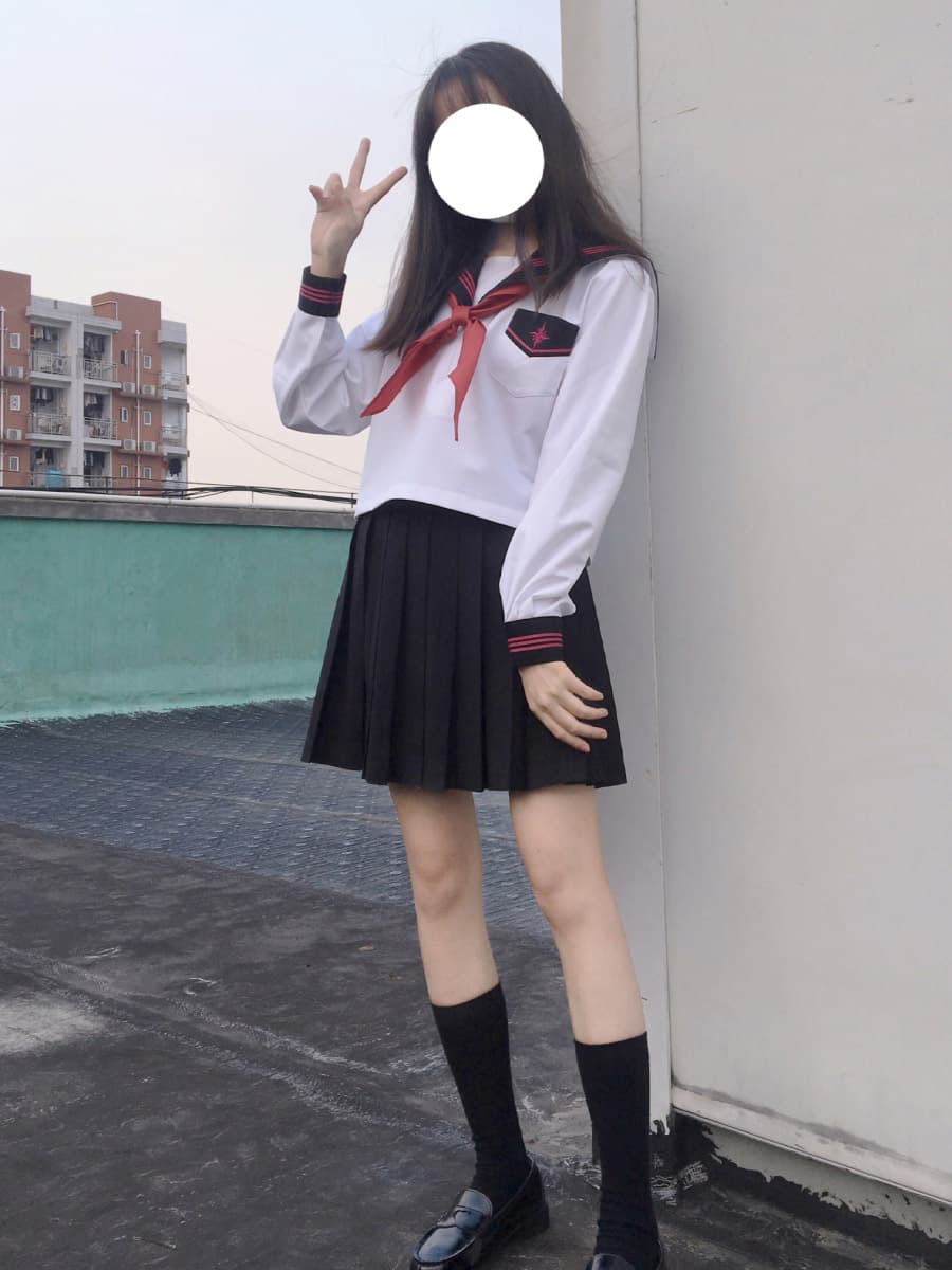 セーラー服 星型ワッペン付きマリン風セーラートップス