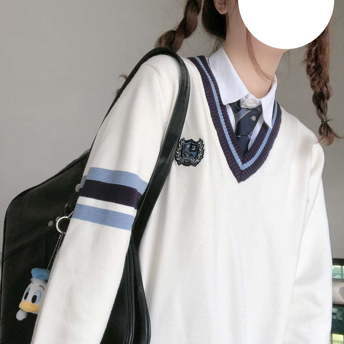 セーラー服 学園風Vネックセーラーニットセーター