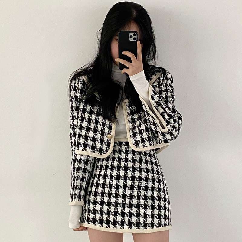 セーラー服 ハウンドトゥース柄セットアップ