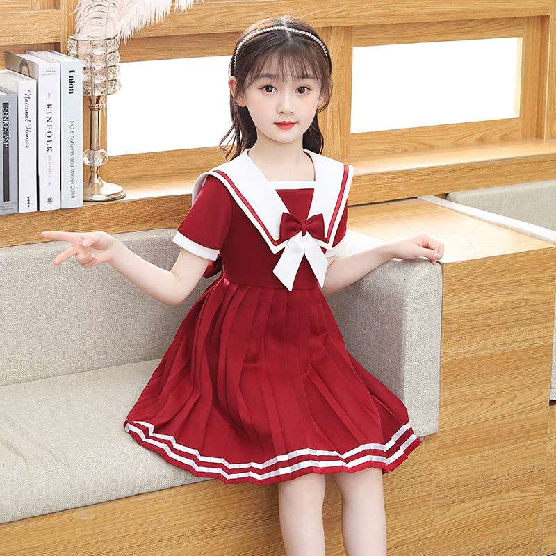 セーラー服 少女の夏向けセーラー風 プリーツワンピース