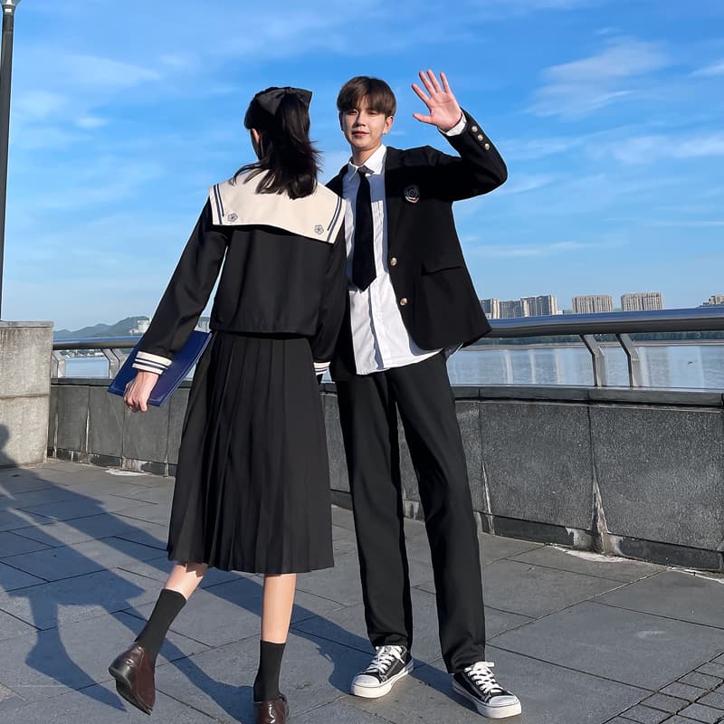 セーラー服 学院風セーラー襟長袖制服トップス