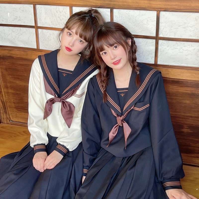 セーラー服 レトロ風セーラーカラー ニットカーディガン