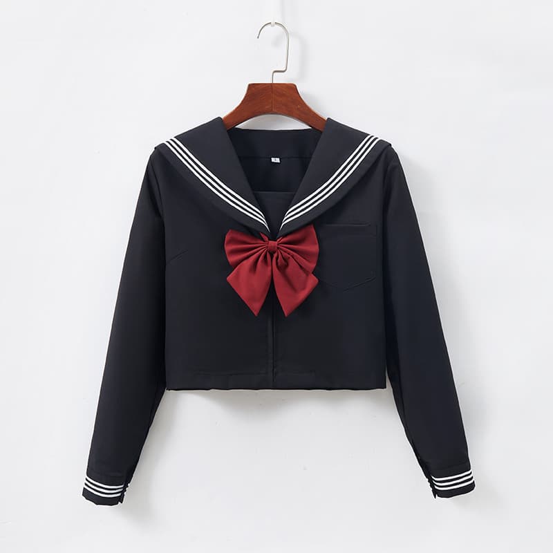 セーラー服 黒色 長袖 学生服 制服風 上下セット