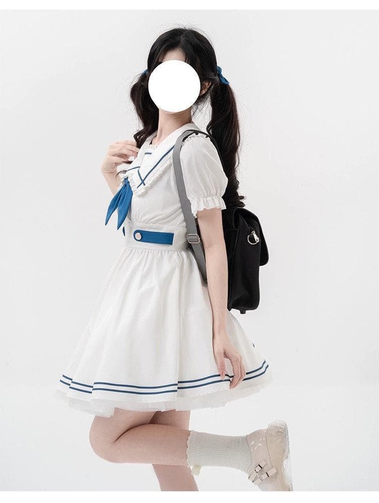 セーラー服 レース縁取り大きめ襟のセーラーブラウス