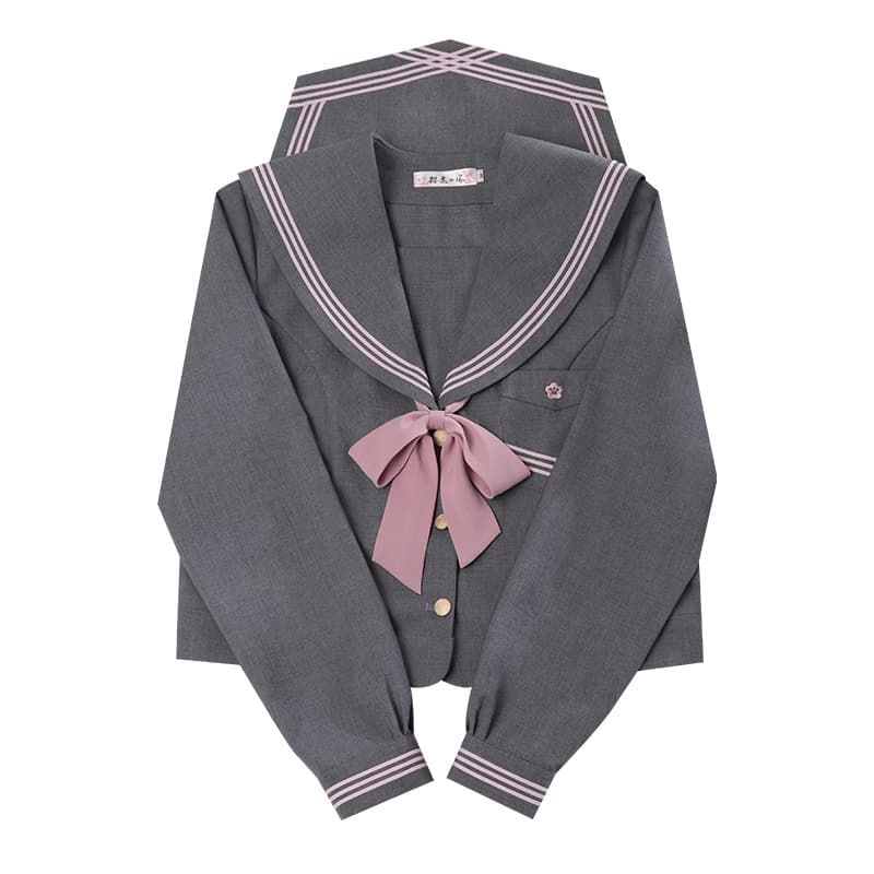 セーラー服 清楚系長袖セーラー服トップス リボン付き