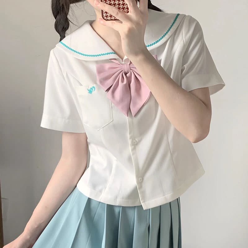 セーラー服 優美リボン付き長袖セーラートップス