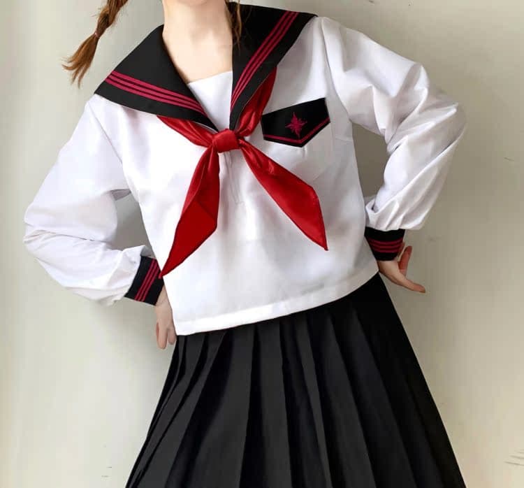 セーラー服 星型ワッペン付きマリン風セーラートップス