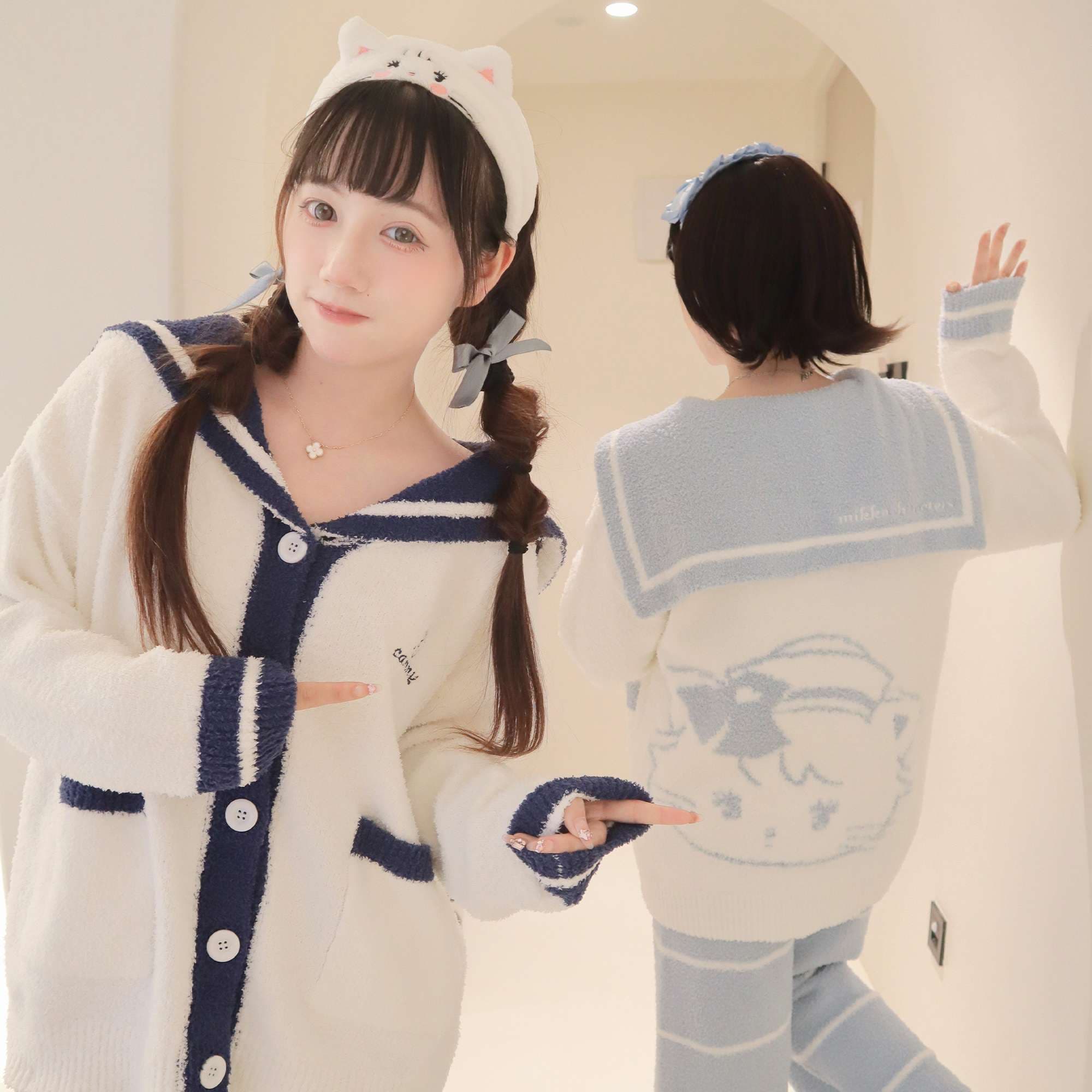 セーラー服 ふわもこセーラーカーディガン&パンツセット