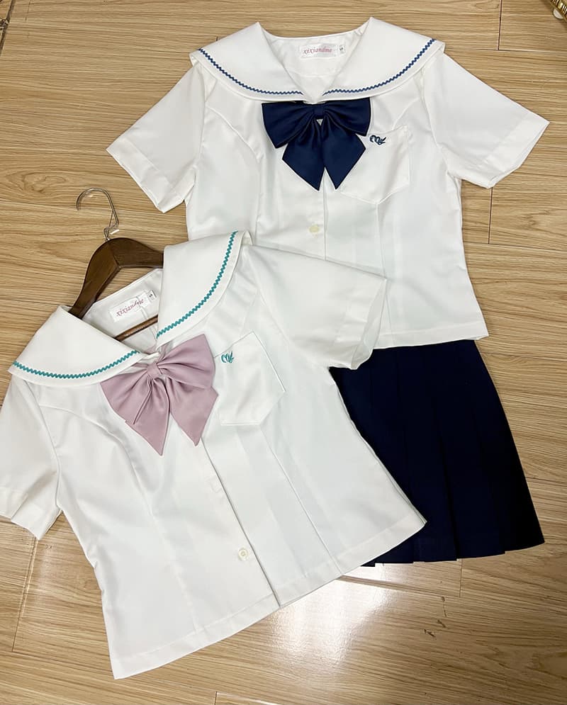 セーラー服 優美リボン付き長袖セーラートップス