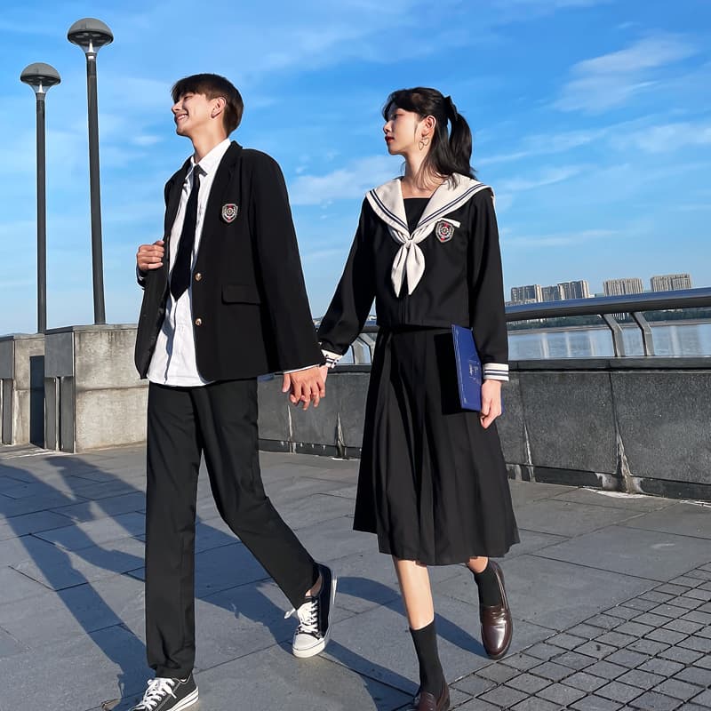 セーラー服 学院風セーラー襟長袖制服トップス