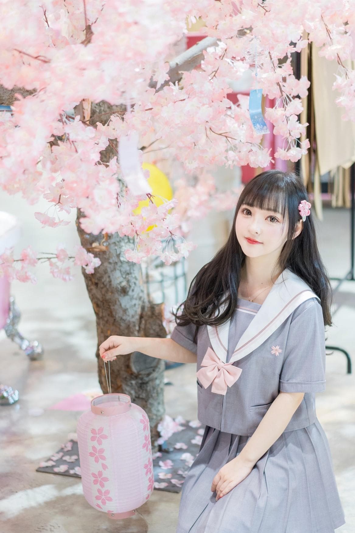 セーラー服 桜刺繍入り 清楚セーラートップス
