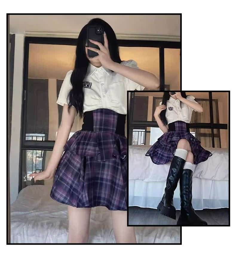 セーラー服 学生風フリルスカート制服セット