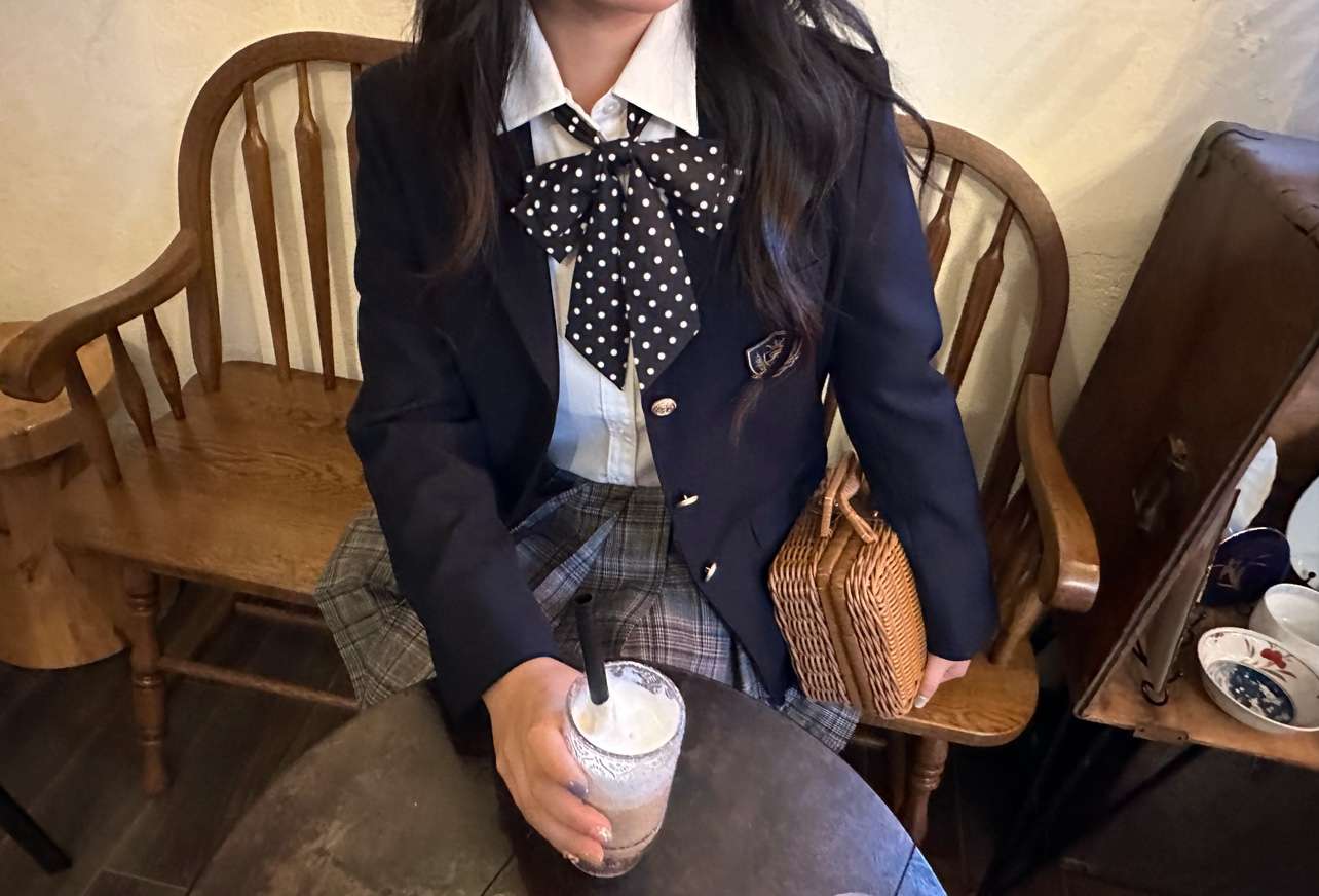 セーラー服 制服風ポルカドットリボンワンピース