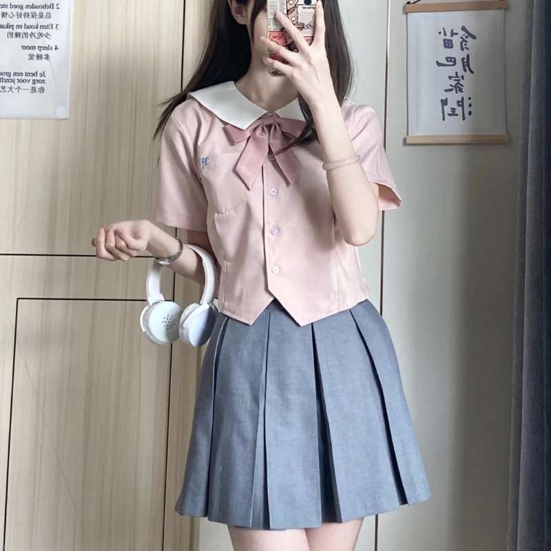 セーラー服 桜色セーラーブラウス&プリーツスカートセット