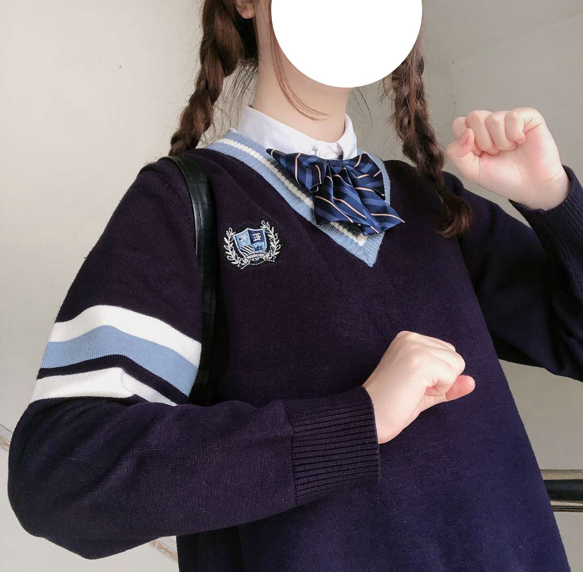 セーラー服 学園風Vネックセーラーニットセーター