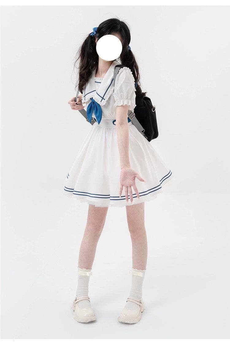 セーラー服 レース縁取り大きめ襟のセーラーブラウス