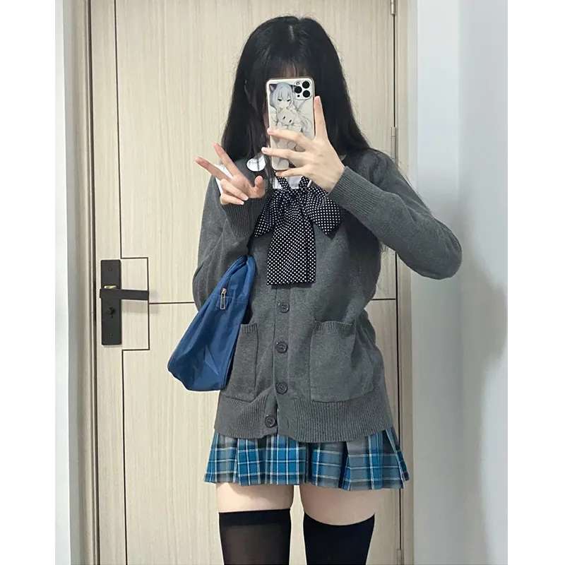 セーラー服 可愛いセーラー襟カーディガン制服セット